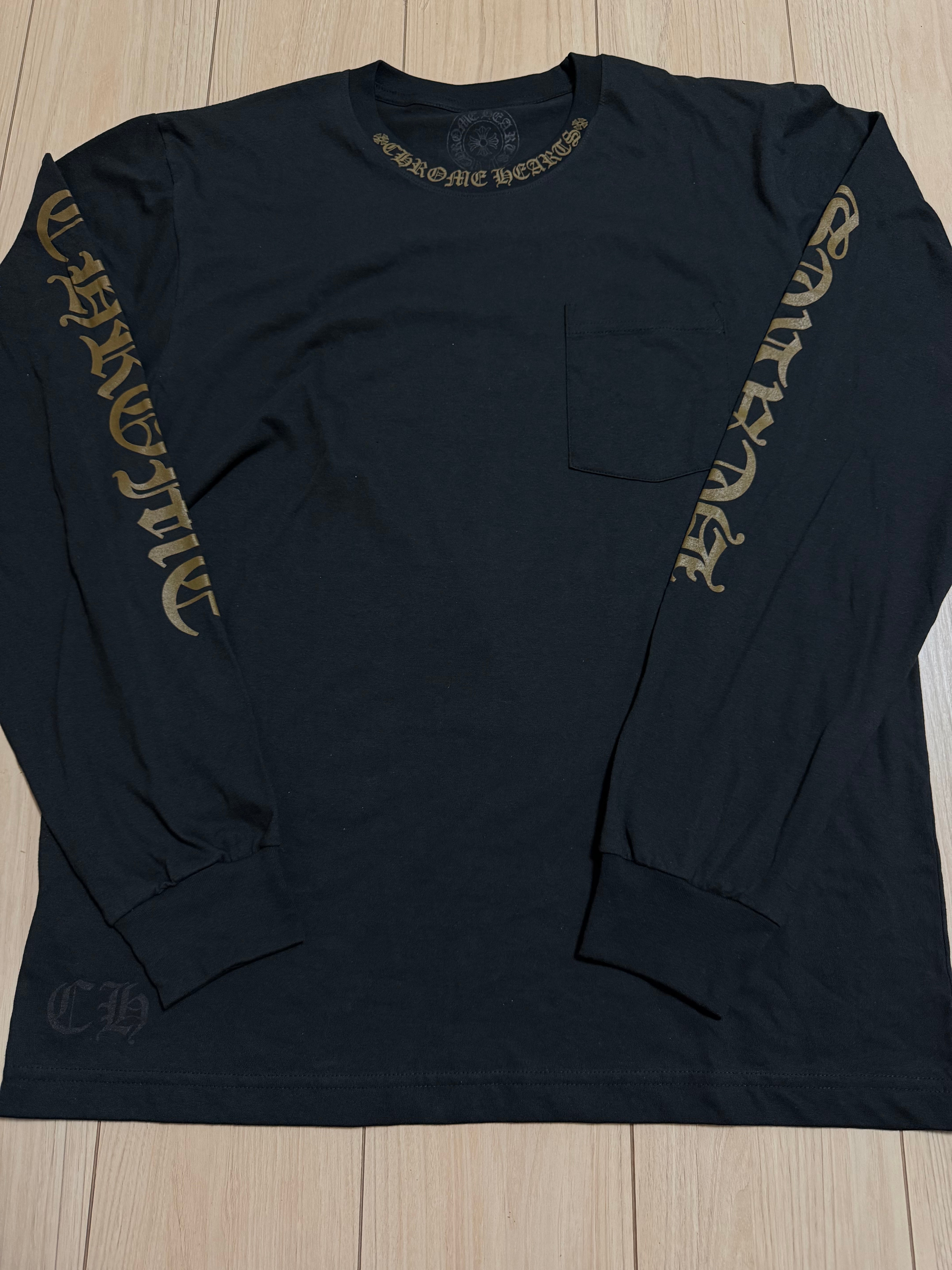 Chrome Hearts Neck Logo Pocket L/S T-Shirt "Black/Gold"