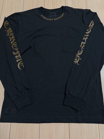 Chrome Hearts Neck Logo Pocket L/S T-Shirt "Black/Gold"