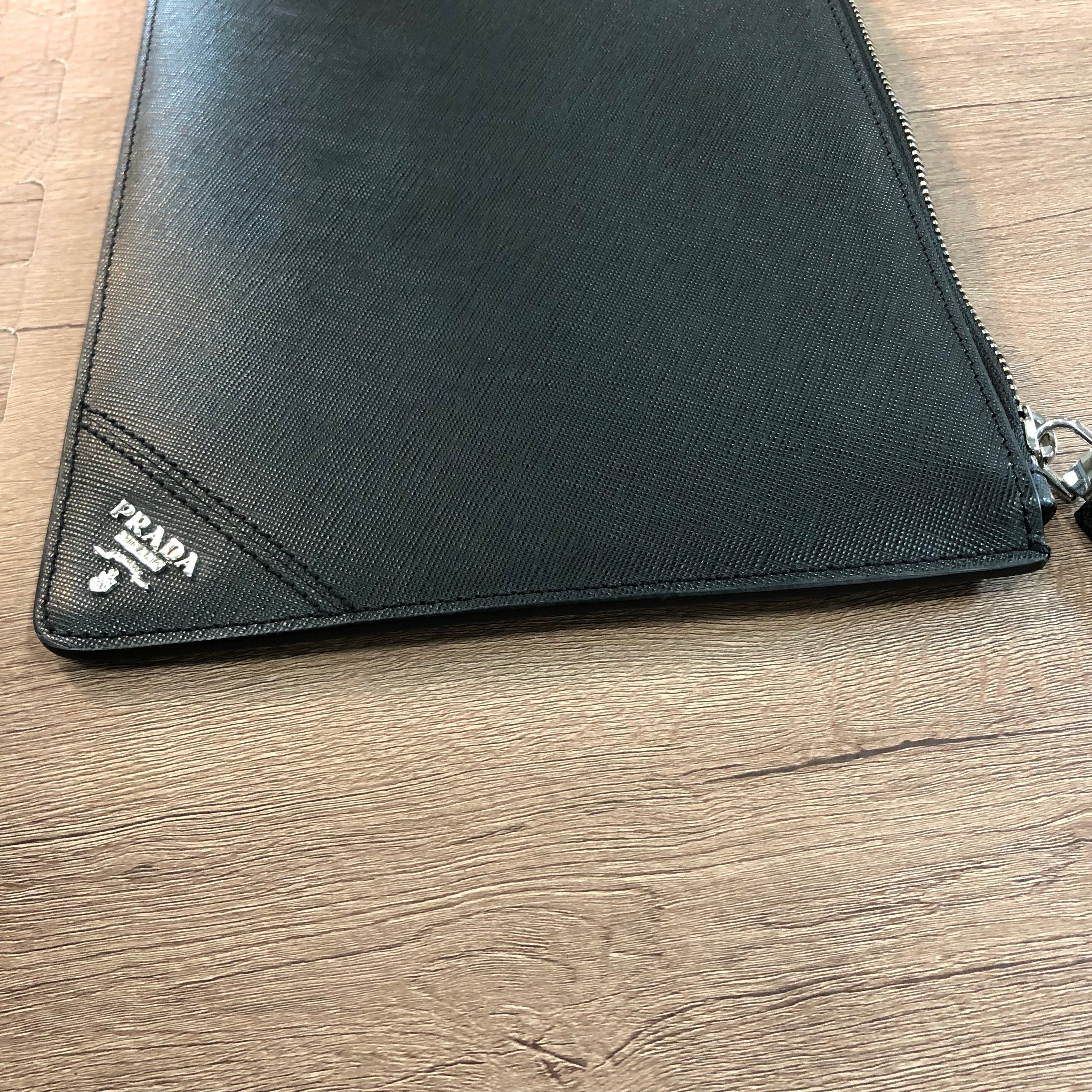 PRADA Saffiano Leather Clutch Bag "Black"