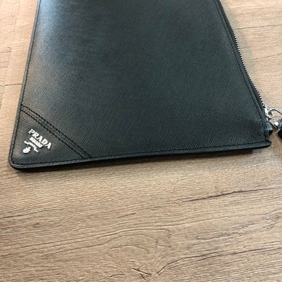 PRADA Saffiano Leather Clutch Bag "Black"
