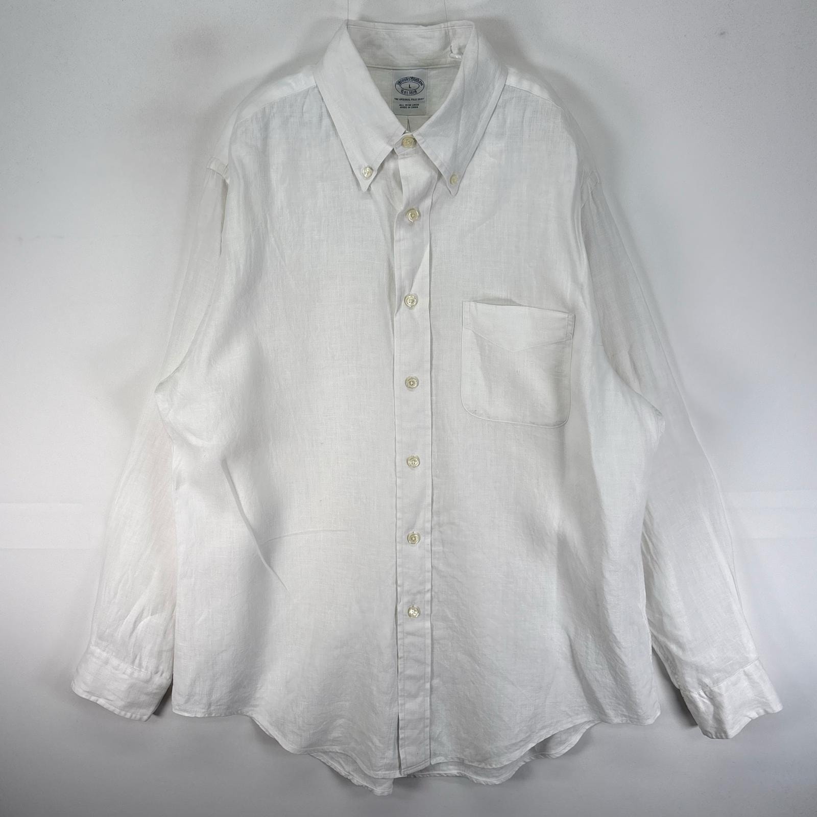 古着 ブルックスブラザーズ Brooks Brothers 長袖シャツ ボタンダウン L  ホワイト系 無地 メンズ