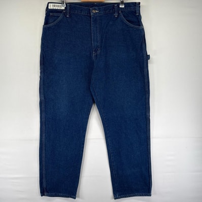 古着 ディッキーズ Dickies デニム パンツ ペインターパンツ ワンポイントロゴ 大きいサイズ ハンマーループ W38 L32 ブルー系 メンズ