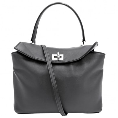 BALENCIAGA バレンシアガ 2WAY ロデオ ミニ ハンドバッグ ショルダーバッグ 肩掛け 斜め掛け RODEO 795456 カーフ ブラック 黒 アンティークシルバー金具 レディース【中古品】