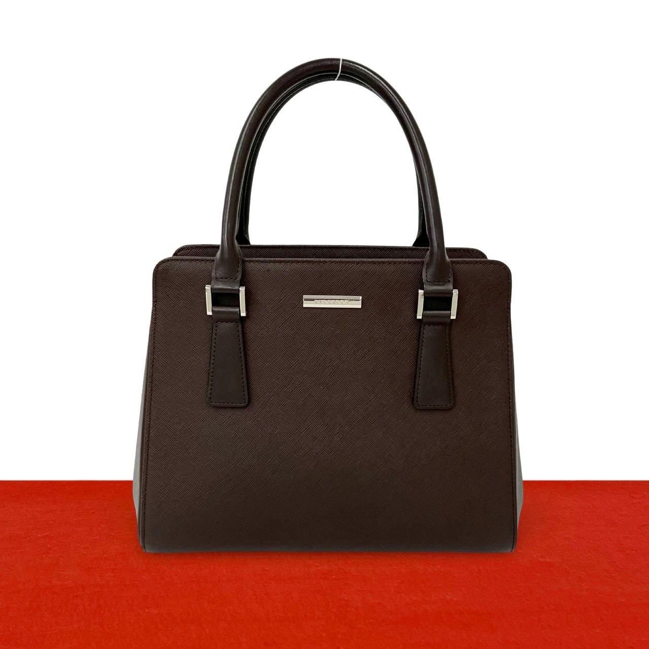 BURBERRY バーバリー ロゴ 金具 ノバチェック 柄 レザー ハンドバッグ ブラウン
 99141