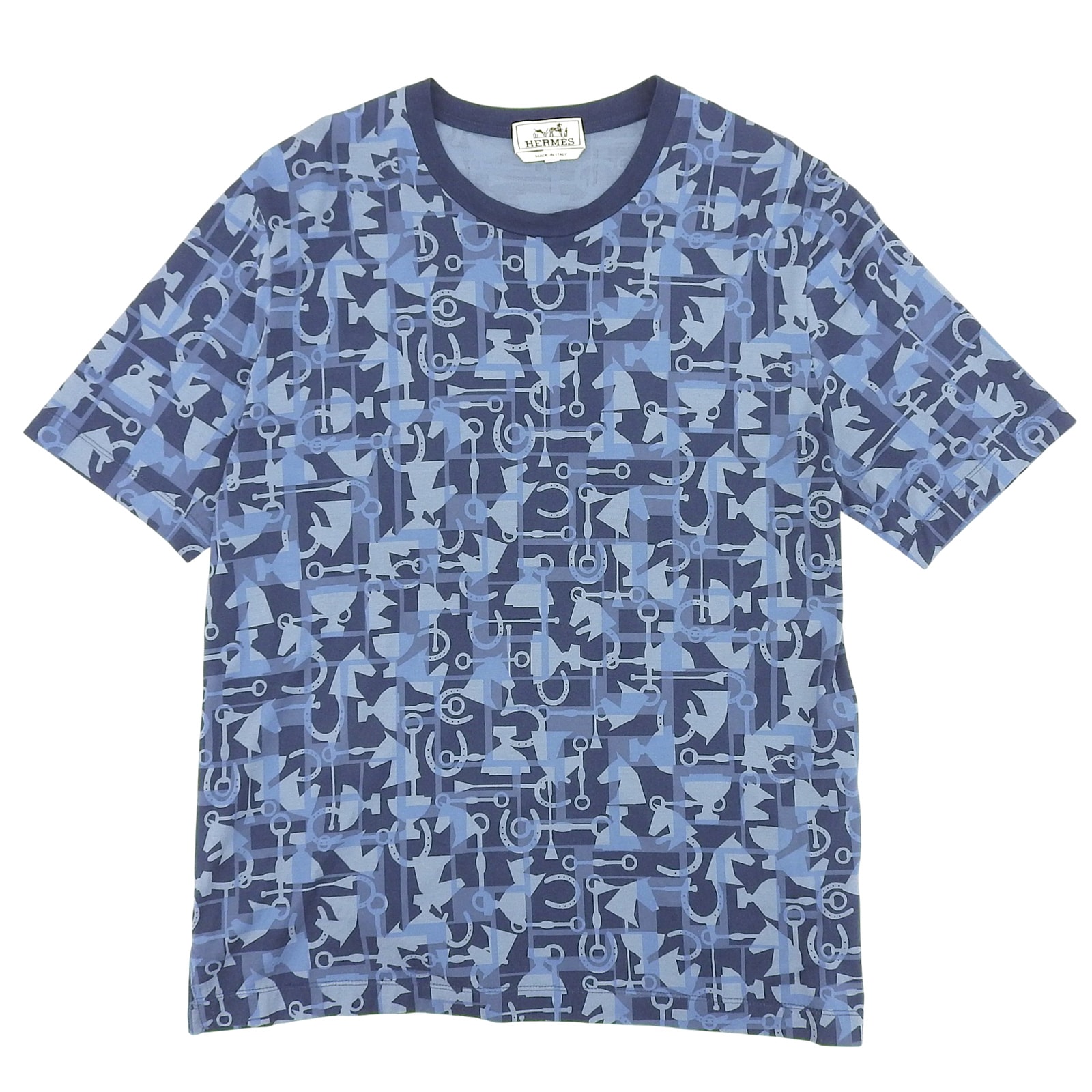極美品 エルメス 半袖Tシャツ ネイビー系 メンズ L