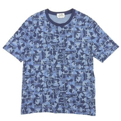 極美品 エルメス 半袖Tシャツ ネイビー系 メンズ L