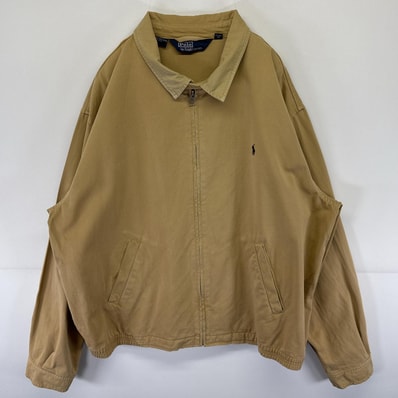 古着 ポロバイラルフローレン Polo by Ralph Lauren スウィングトップジャケット ワンポイントロゴ刺繍 ブルゾン 14041 ブラウン系 メンズ