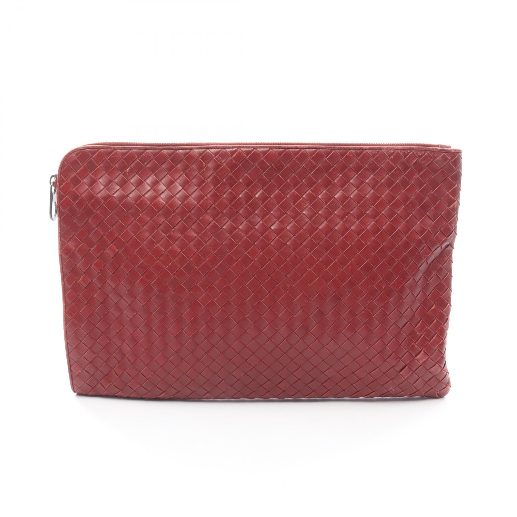 ボッテガヴェネタ BOTTEGA VENETA イントレチャート セカンドバッグ クラッチバッグ バッグ レザー メンズ レッド系 155150 【中古】