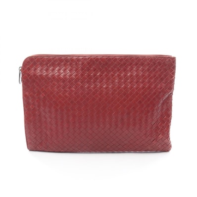 ボッテガヴェネタ BOTTEGA VENETA イントレチャート セカンドバッグ クラッチバッグ バッグ レザー メンズ レッド系 155150 【中古】