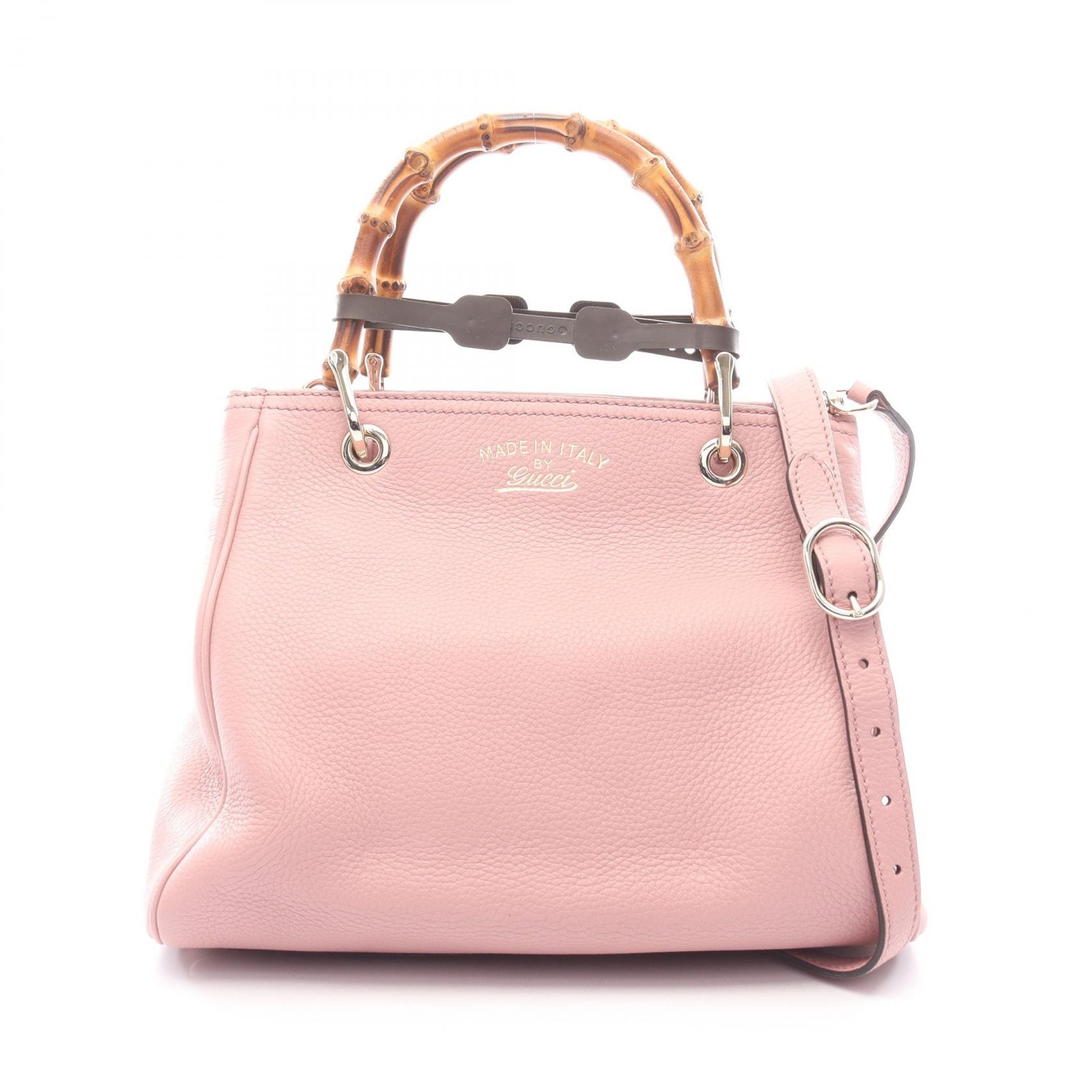 グッチ GUCCI バンブー ショッパー スモール 2WAY ハンドバッグ バッグ レザー レディース ピンク系 336032 【中古】