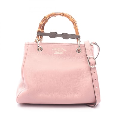 グッチ GUCCI バンブー ショッパー スモール 2WAY ハンドバッグ バッグ レザー レディース ピンク系 336032 【中古】