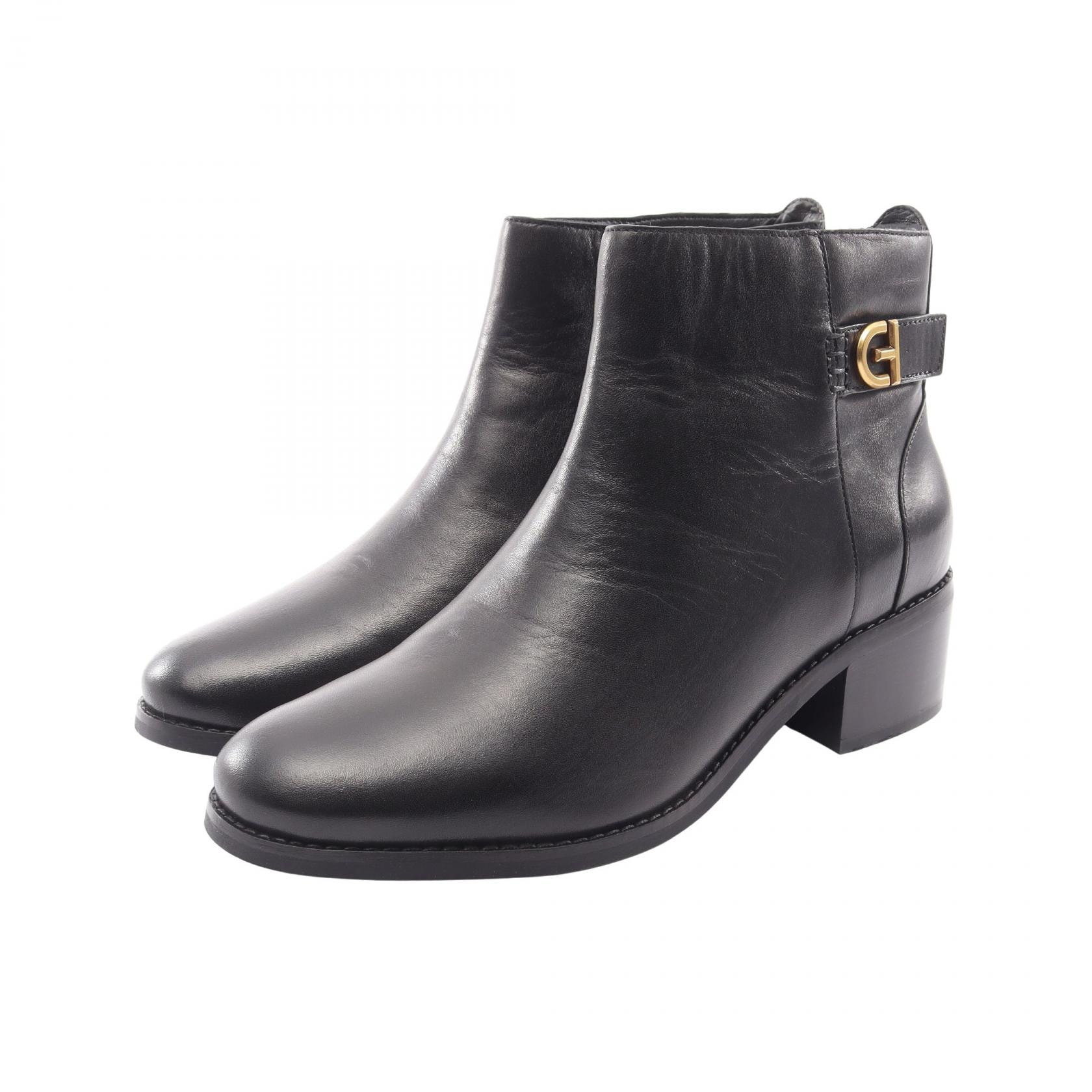 コールハーン COLE HAAN ホリス バックル ショート ブーツ 靴 レザー レディース ブラック系 【中古】