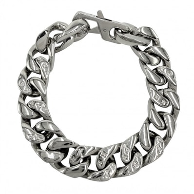 LOUIS VUITTON ルイヴィトン ブレスレット モノグラム ブラスレ・LVチェーンリンクス アクセサリー Lサイズ M69989 シルバー メンズ 約69.6g 美品【中古品】