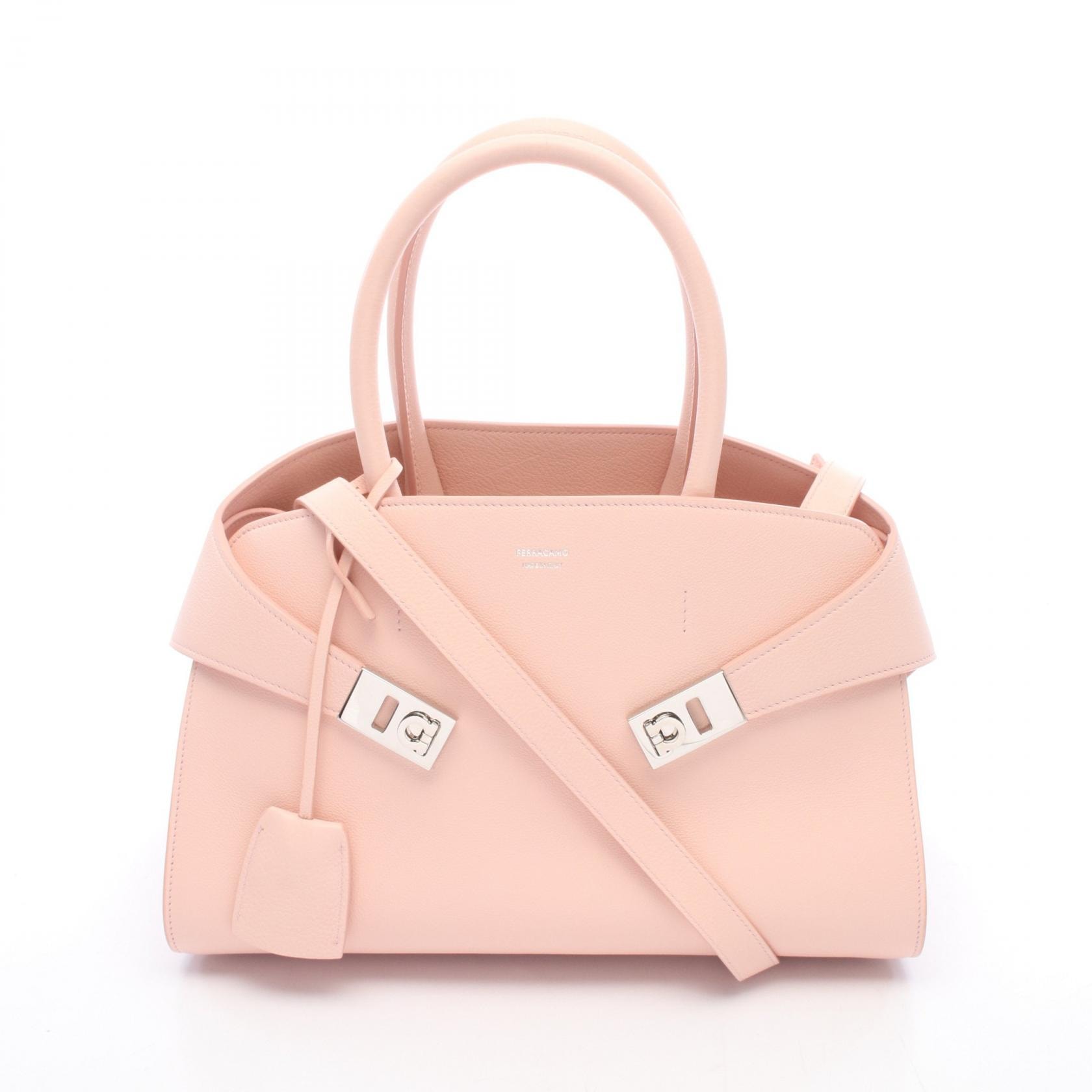 サルヴァトーレフェラガモ Salvatore Ferragamo HUG ハグ スモール 2WAY ハンドバッグ バッグ レザー レディース ピンク系 215608 【中古】