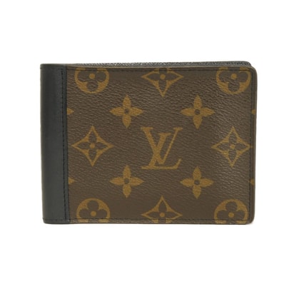 LOUIS VUITTON ルイ・ヴィトン ポルトフォイユ ミンドロ LVロゴ フラワー ブラウン ブラック 札入れ カードケース コインケース モノグラム マカサー ノワール 二つ折り財布 M60411