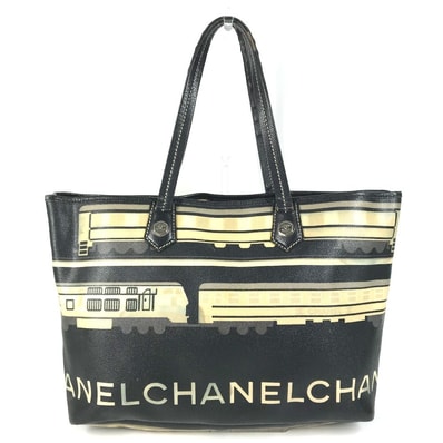シャネル CHANEL セントラルステーション 肩掛け ショルダーバッグ カバン トートバッグ PVC/レザー ブラック