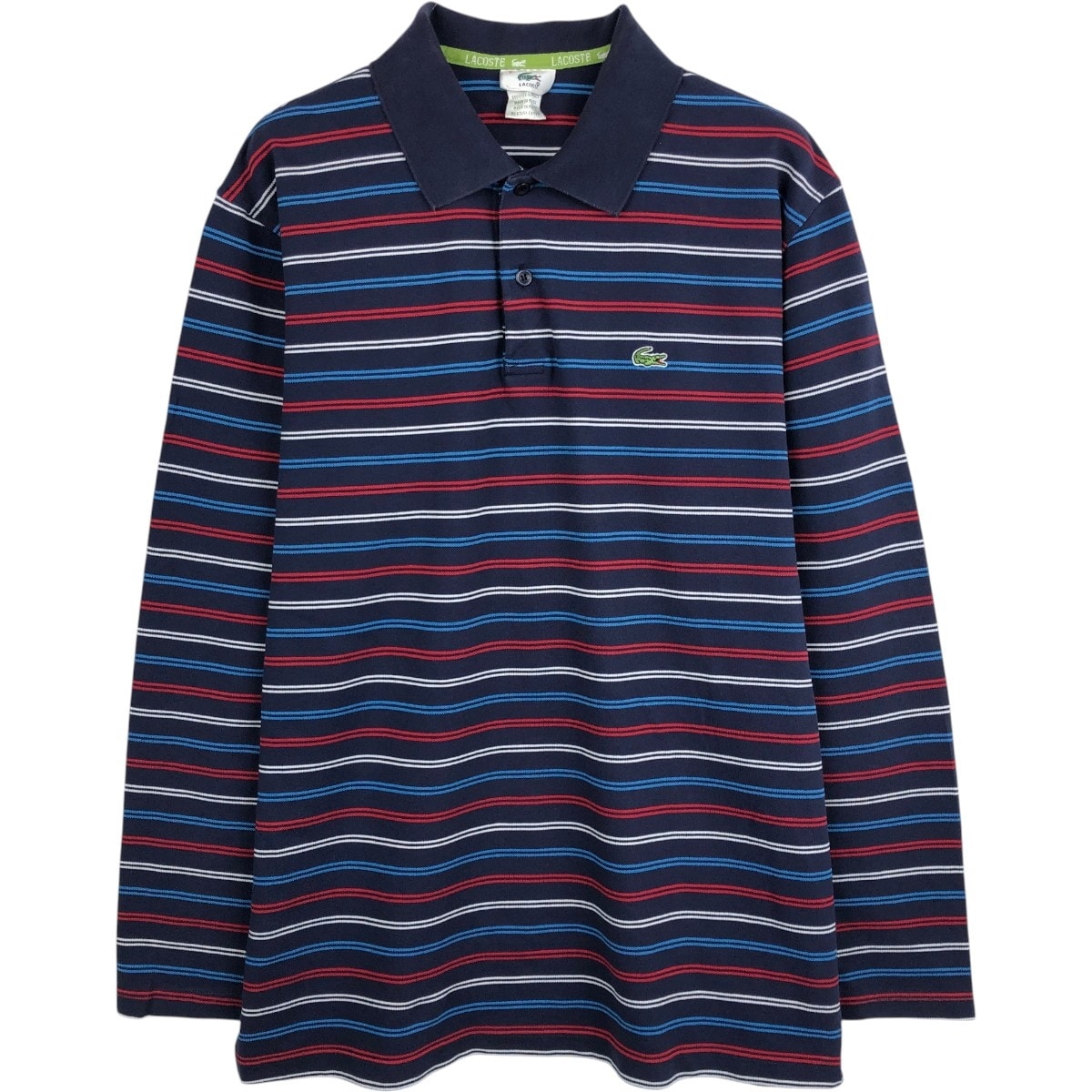 古着 ラコステ LACOSTE フランス企画 マルチボーダー 長袖 ボーダー ポロシャツ 7 メンズXXL相当/eaa662535