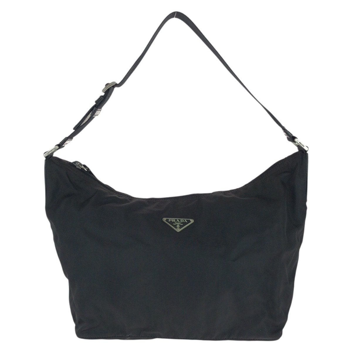 美品 PRADA プラダ テスート 三角ロゴプレート ブラック 黒 シルバー金具 ナイロン ショルダーバッグ ハンドバッグ 601918 【中古】