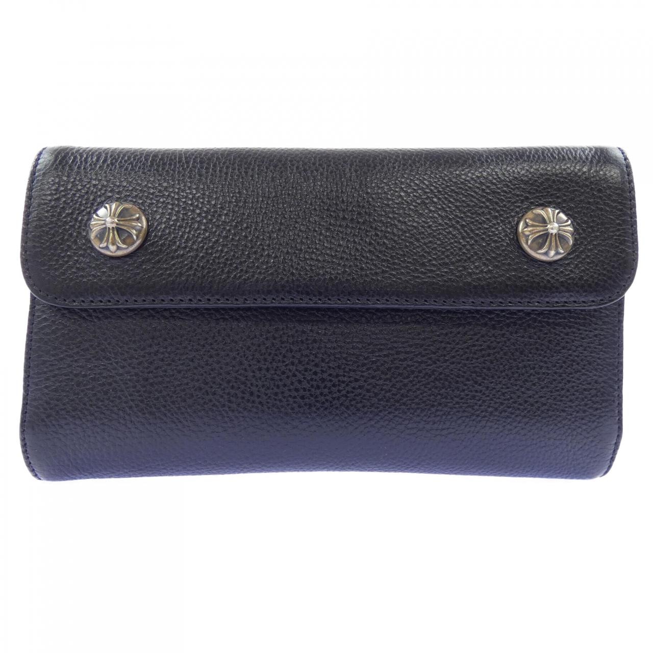 Chrome Hearts Wave Cross Ball Button Leather Wallet "Black/Silver"