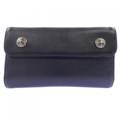 Chrome Hearts Wave Cross Ball Button Leather Wallet "Black/Silver"