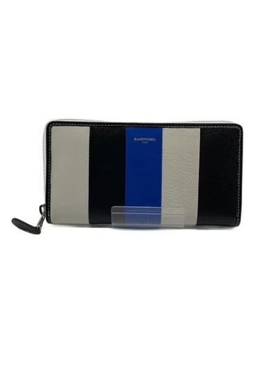 BALENCIAGA Bazar Continental Zipper Wallet "White/Black/Blue"
