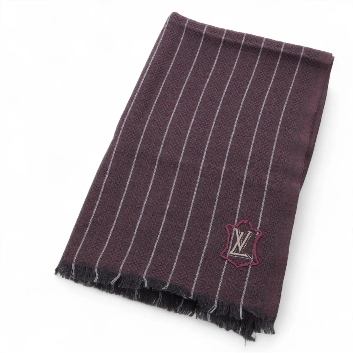 ■極美品 ルイヴィトン ストライプ LV エンブレム ロゴマフラー