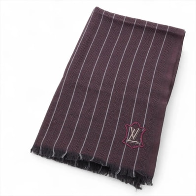 ■極美品 ルイヴィトン ストライプ LV エンブレム ロゴマフラー