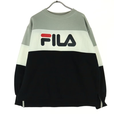 FILA フィラ 裏起毛 長袖 トレーナー M ブラック系