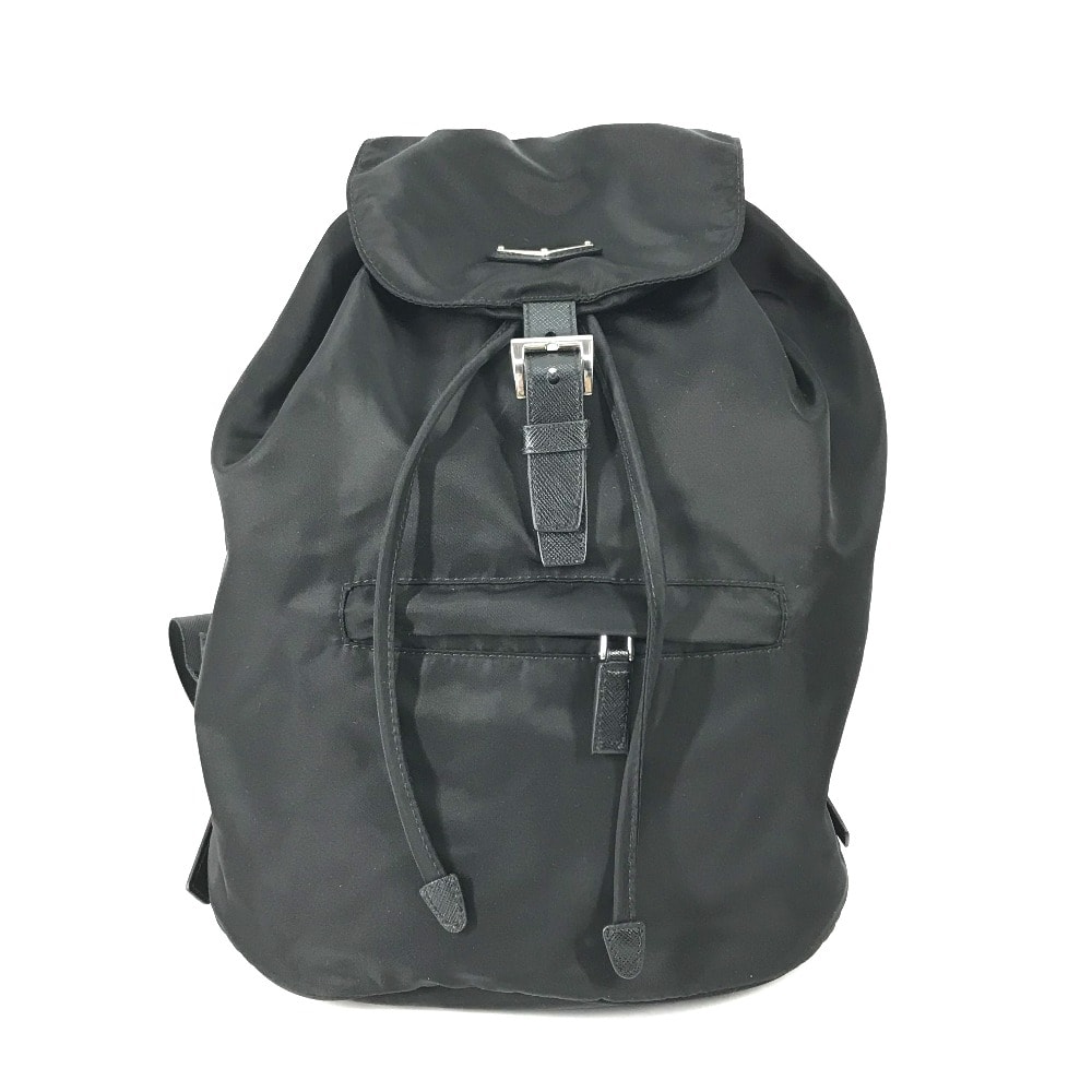 プラダ PRADA トライアングルロゴ 三角ロゴ プレート 1BZ032 ロゴプレート バックパック カバン リュックサック ナイロン/レザー ブラック