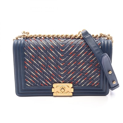 シャネル CHANEL ボーイシャネル シェブロン Vステッチ ショルダーバッグ バッグ レザー レディース ブルー系 / マルチカラー 【中古】