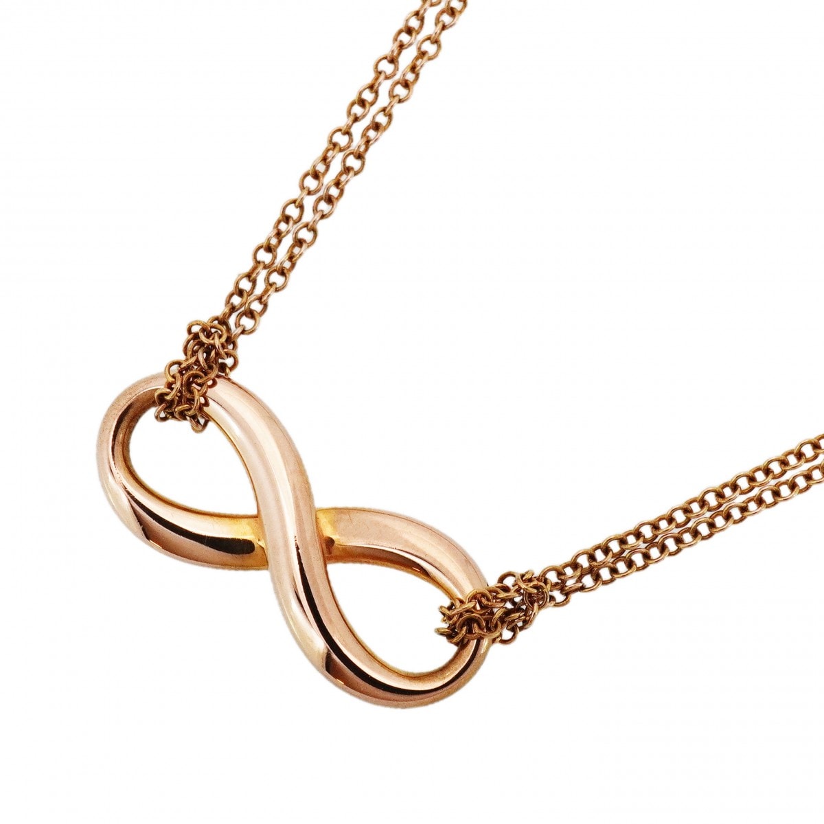 ★最終価格★SALE【6jcb0301】ティファニー ネックレス インフィニティ ダブルチェーン K18PG ピンクゴールド【中古】レディース