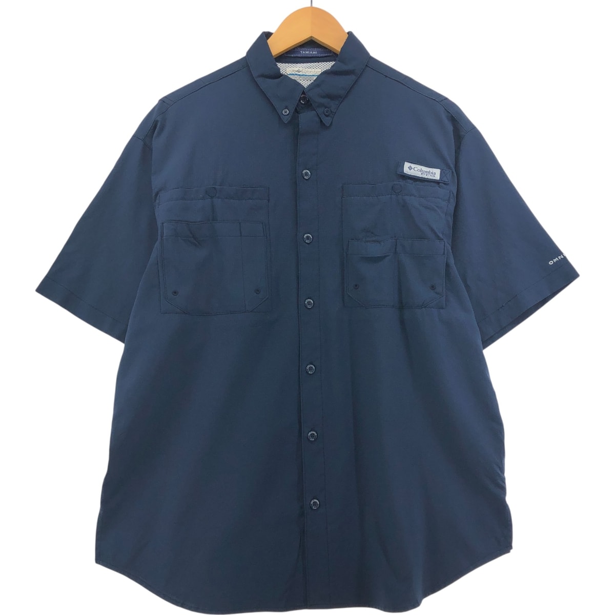 古着 コロンビア Columbia PFG OMNI-SHADE リップストップ ボタンダウン 半袖 フィッシングシャツ メンズM相当/eaa555720