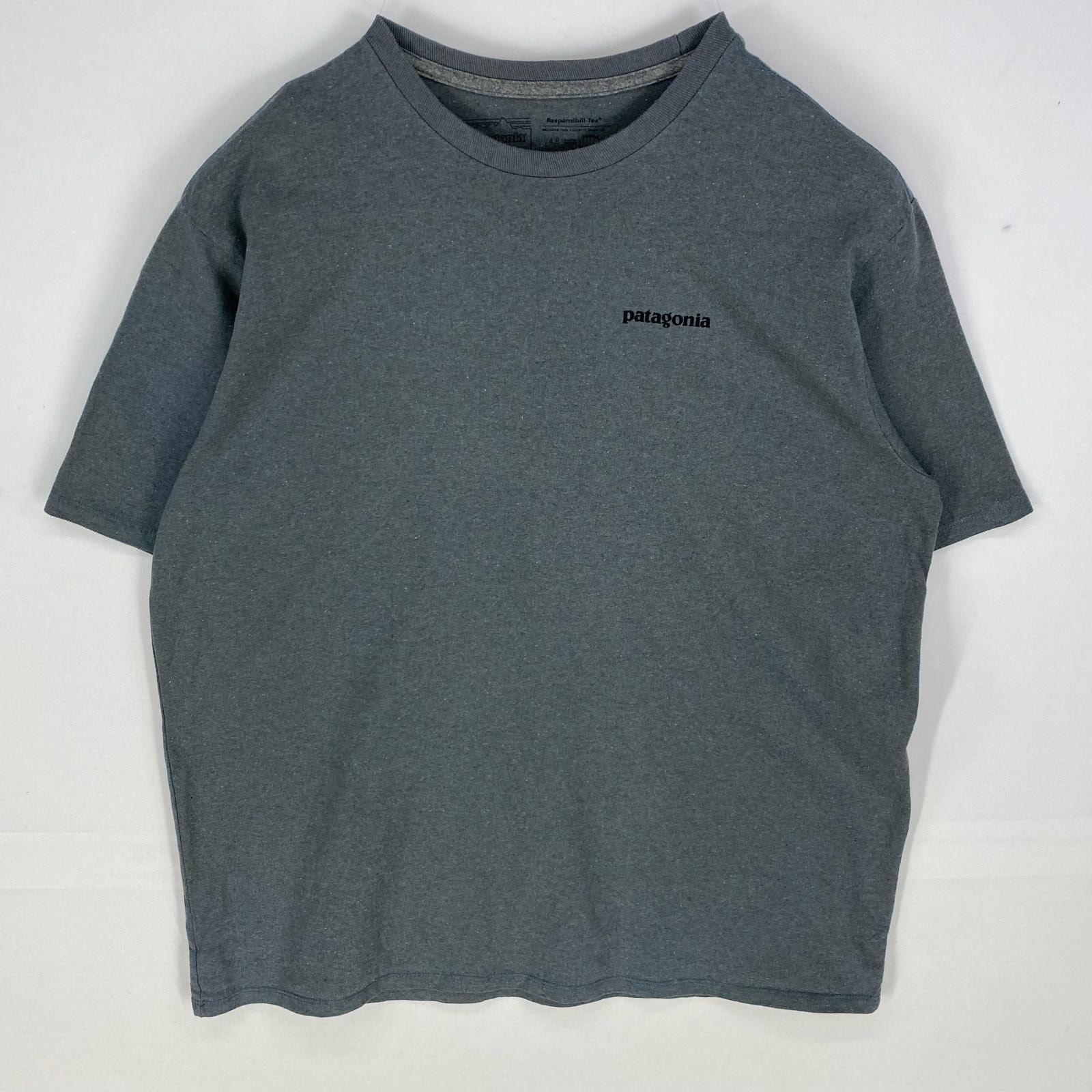 古着 パタゴニア patagonia 半袖Tシャツ ロゴバックプリント クルーネック アウトドア ショートスリーブ L グレー系 メンズ