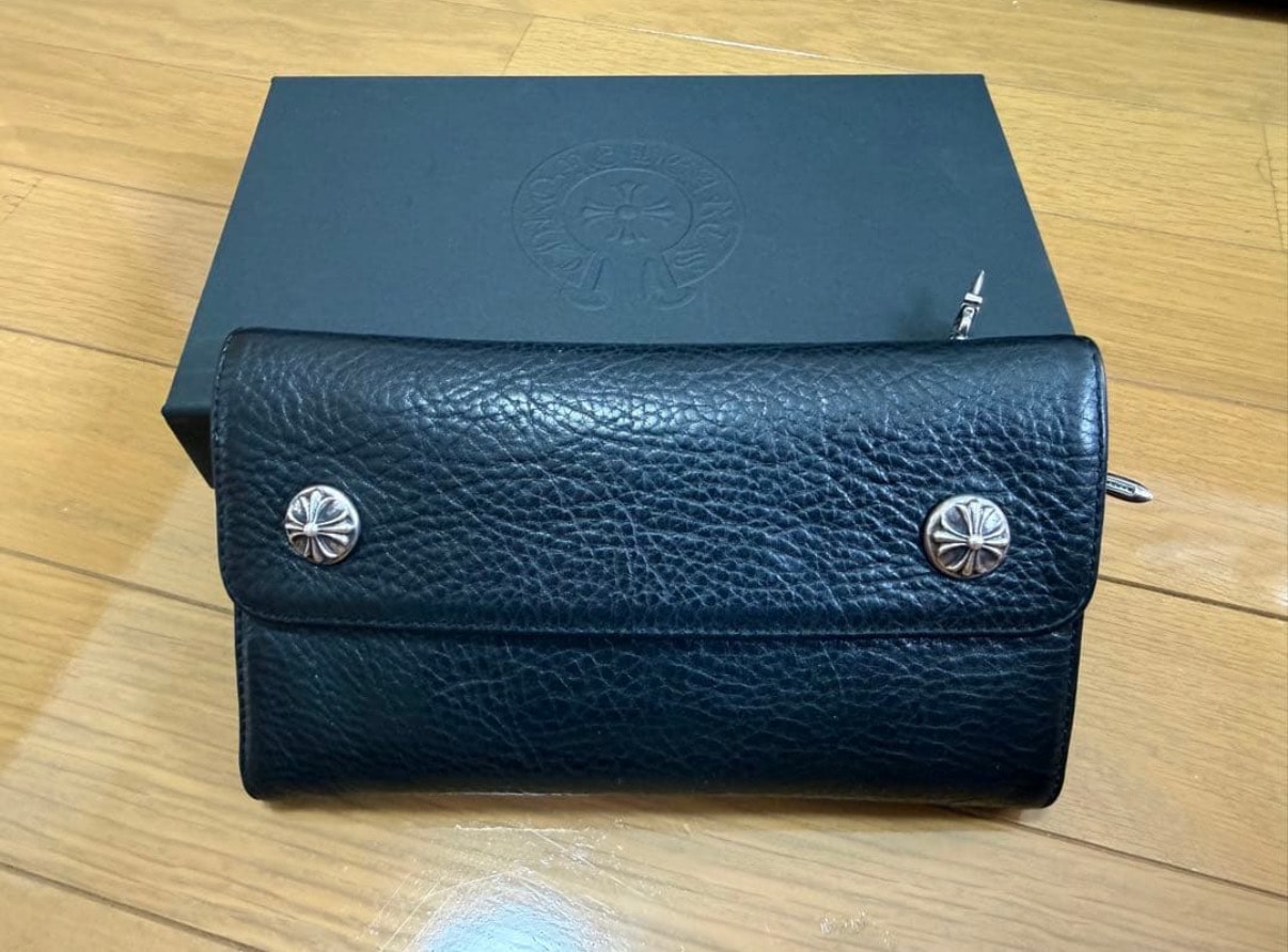 【インボイス原本付き】CHROME HEARTS クロムハーツ ウェーブウォレット WAVE 財布レザー長財布