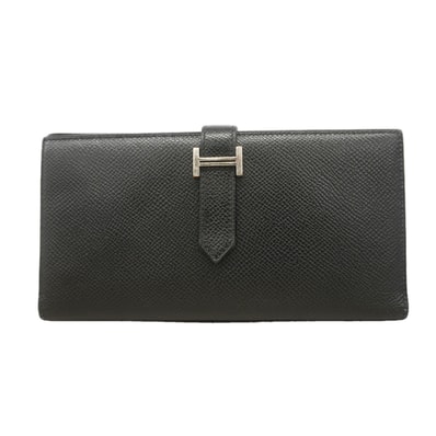 【6ic3439】エルメス 長財布 ベアンスフレ ヴォーエプソン ブラック シルバー金具 U刻印【中古】メンズ レディース ユニセックス