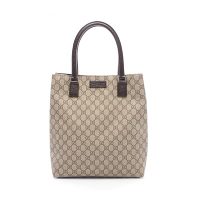 グッチ GUCCI GGプラス トートバッグ バッグ PVCコーティングキャンバス レザー レディース ベージュ系 / ブラウン系 131220 【中古】