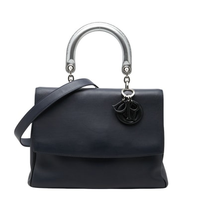 ディオール ビー ディオール ハンドバッグ ショルダーバッグ 2WAY ネイビー シルバー レザー レディース Dior 【中古】