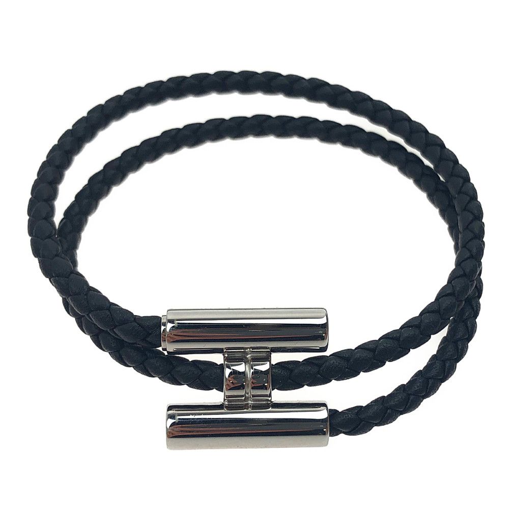 エルメス ブレスレット トゥルニス シルバー金具 2連 レザー【美品】【中古】