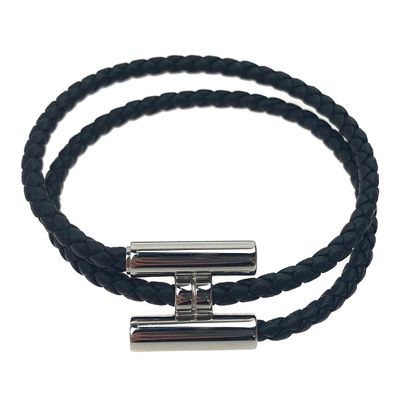 エルメス ブレスレット トゥルニス シルバー金具 2連 レザー【美品】【中古】