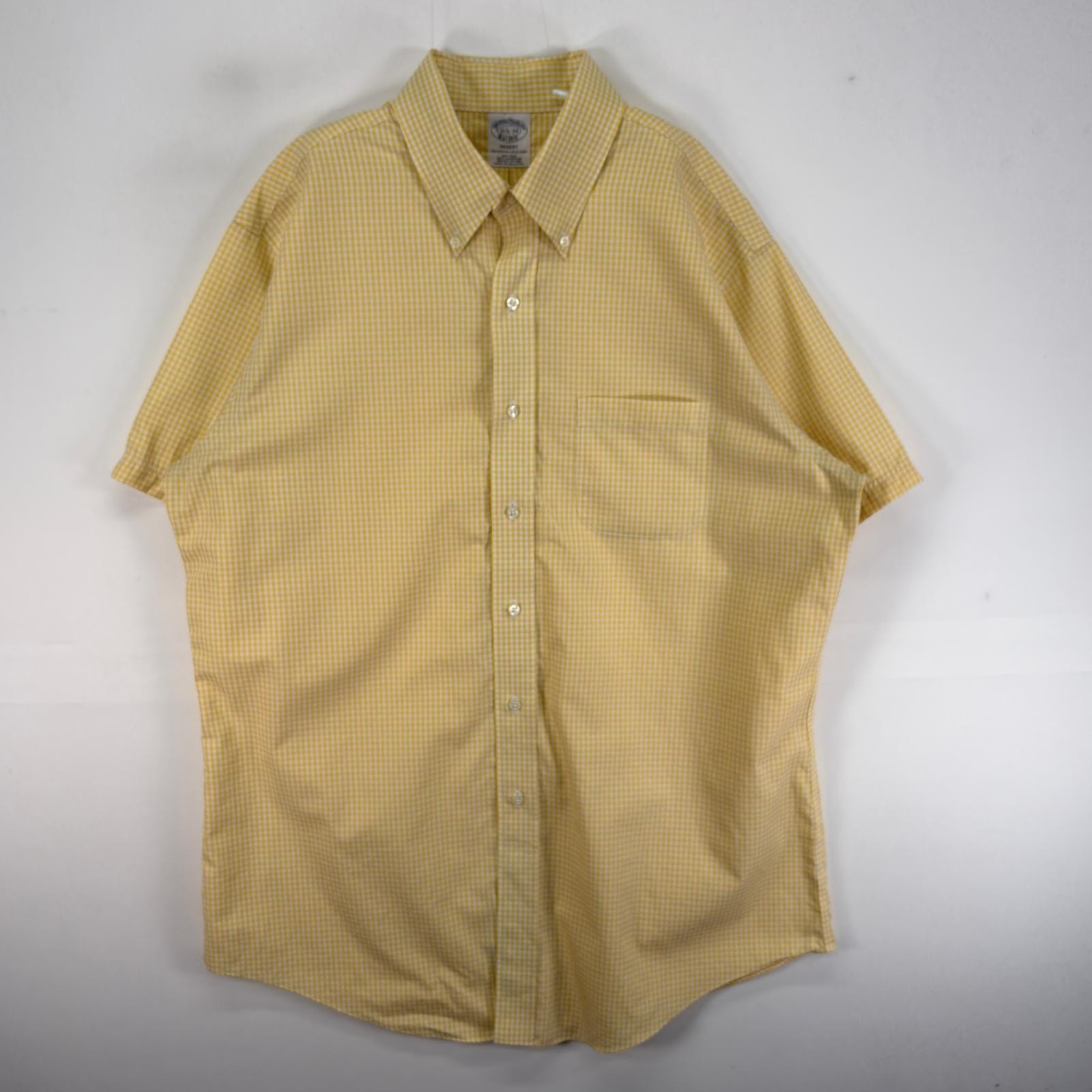 古着 ブルックスブラザーズ Brooks Brothers 半袖シャツ 胸ポケ 1818 REGENT L イエロー系 チェック メンズ