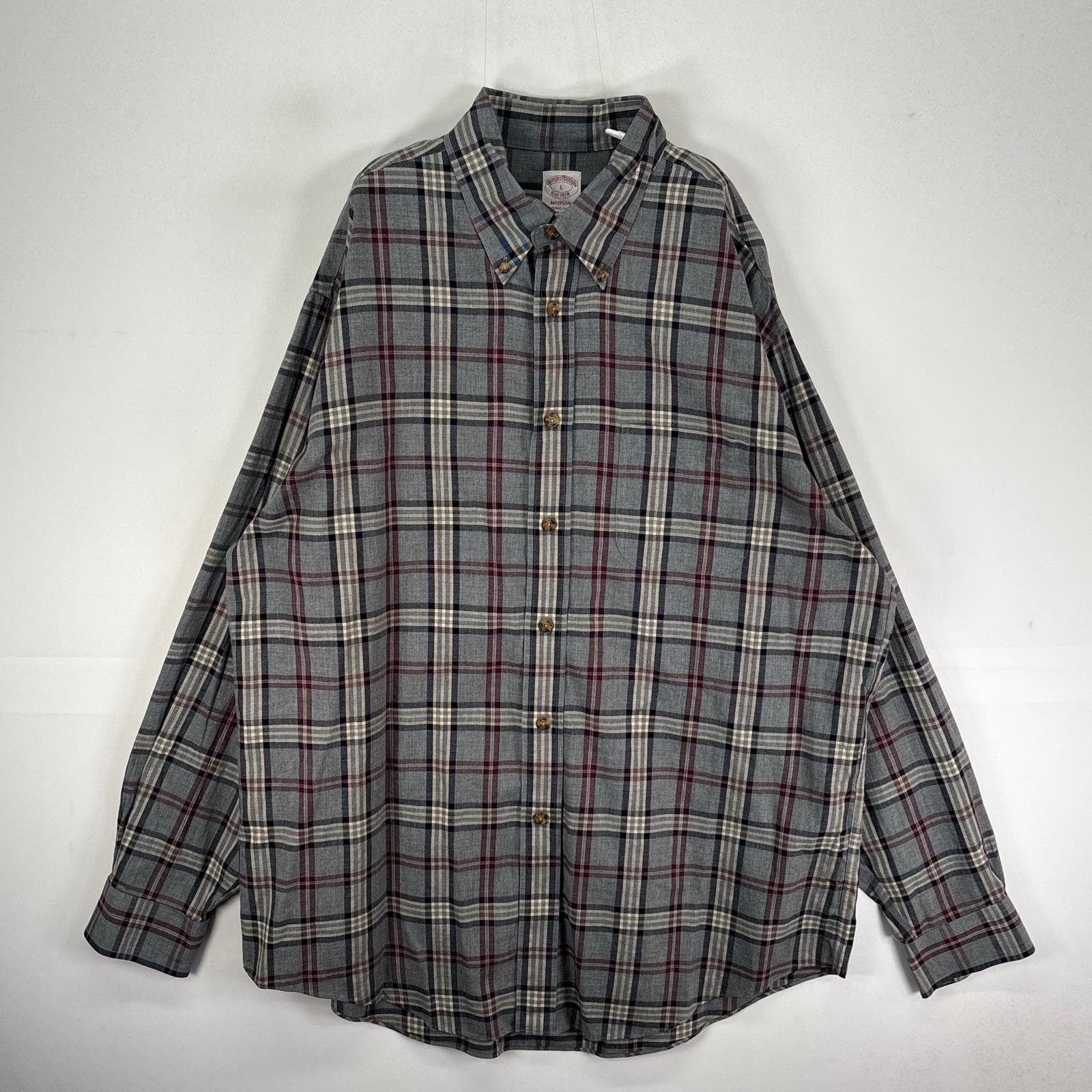 古着 ブルックスブラザーズ Brooks Brothers 長袖シャツ ボタンダウン 1818  グレー系 チェック メンズ