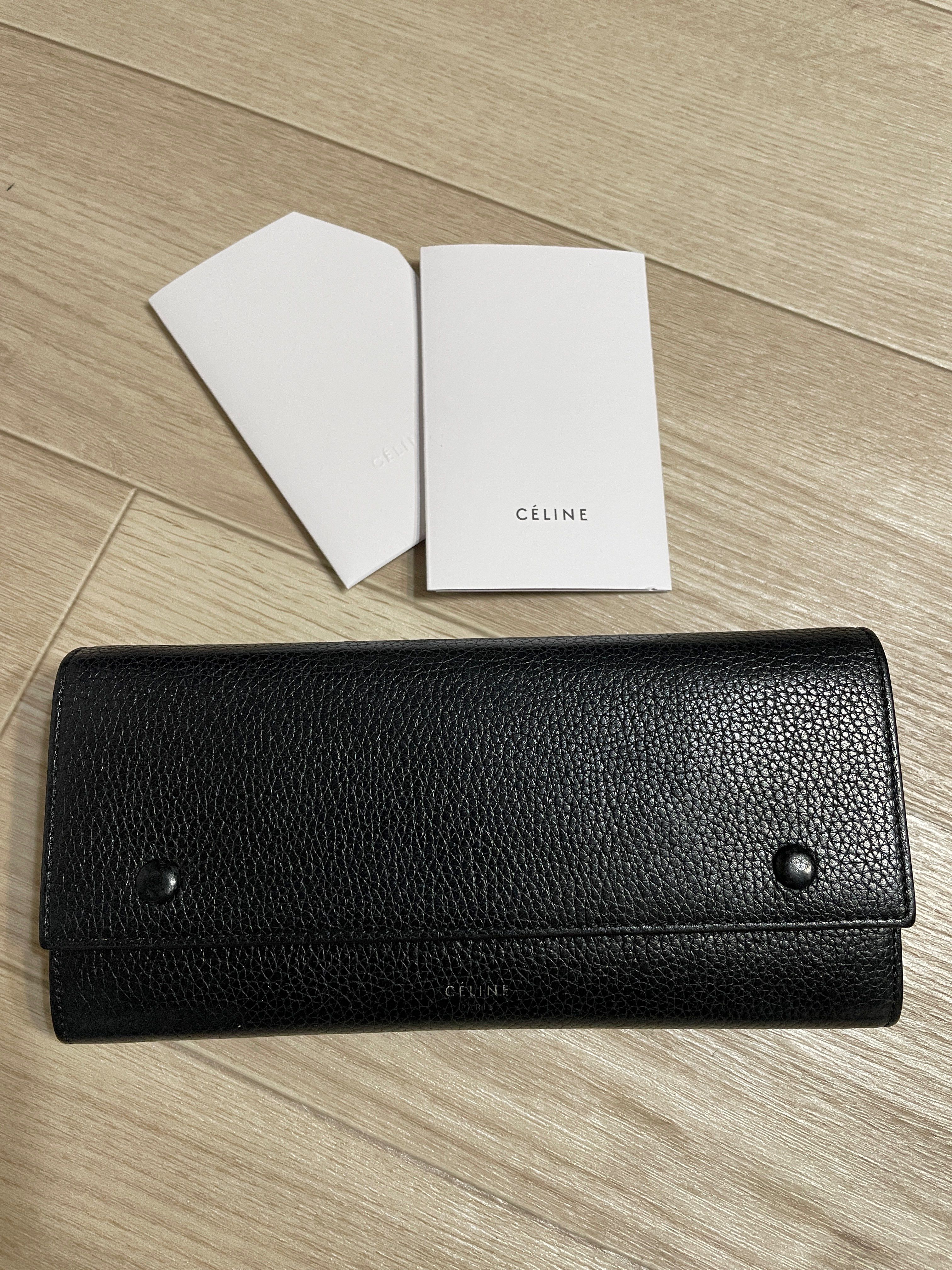 CELINE Large Frap Multi Function Leather Wallet "Black"