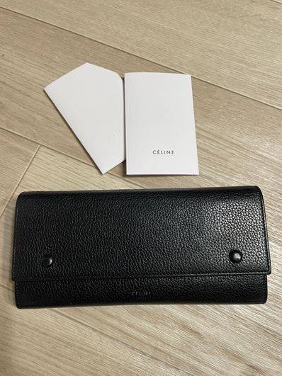 CELINE Large Frap Multi Function Leather Wallet "Black"