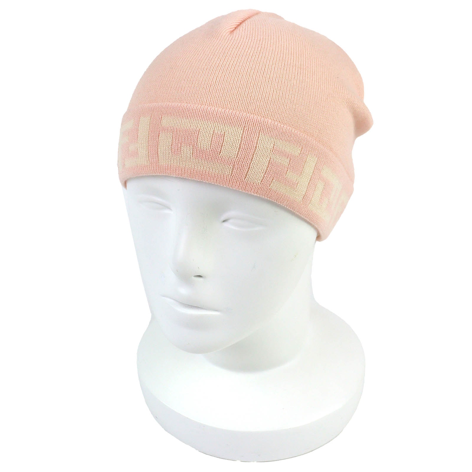 未使用品 フェンディ ズッカ柄 ニット帽 ニットキャップ ピンク FXL513