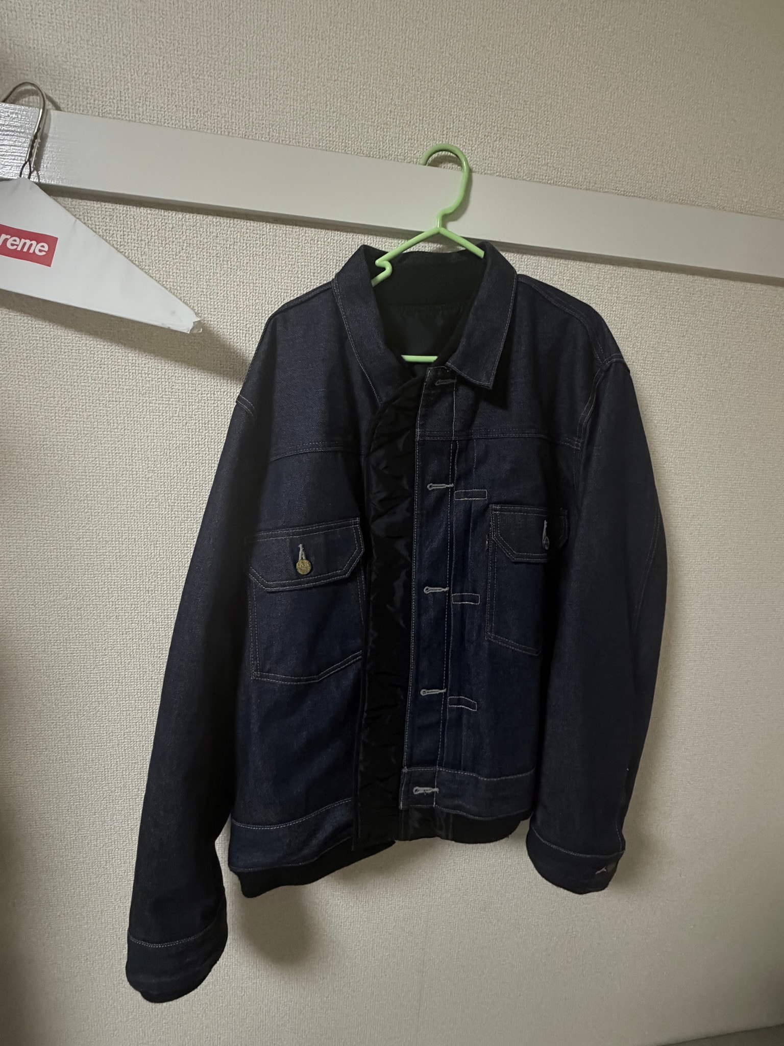 sacai x LEVI'S Men's Denim x Nylon Twill Reversible Blouson "Indigo/Black"