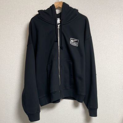 Stussy x Nike Stone Washed Fleece Zip Hoodie "Black" (US Size) FJ9175-010