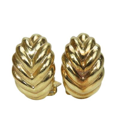 【中古】 クリスチャンディオール イヤリング メタル ゴールド リーフモチーフ メッキ アクセサリー レディース 女性 Christian Dior