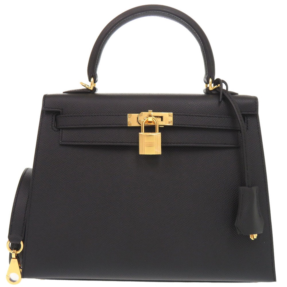 エルメス ケリー25 外縫い ヴォーエプソン ブラック