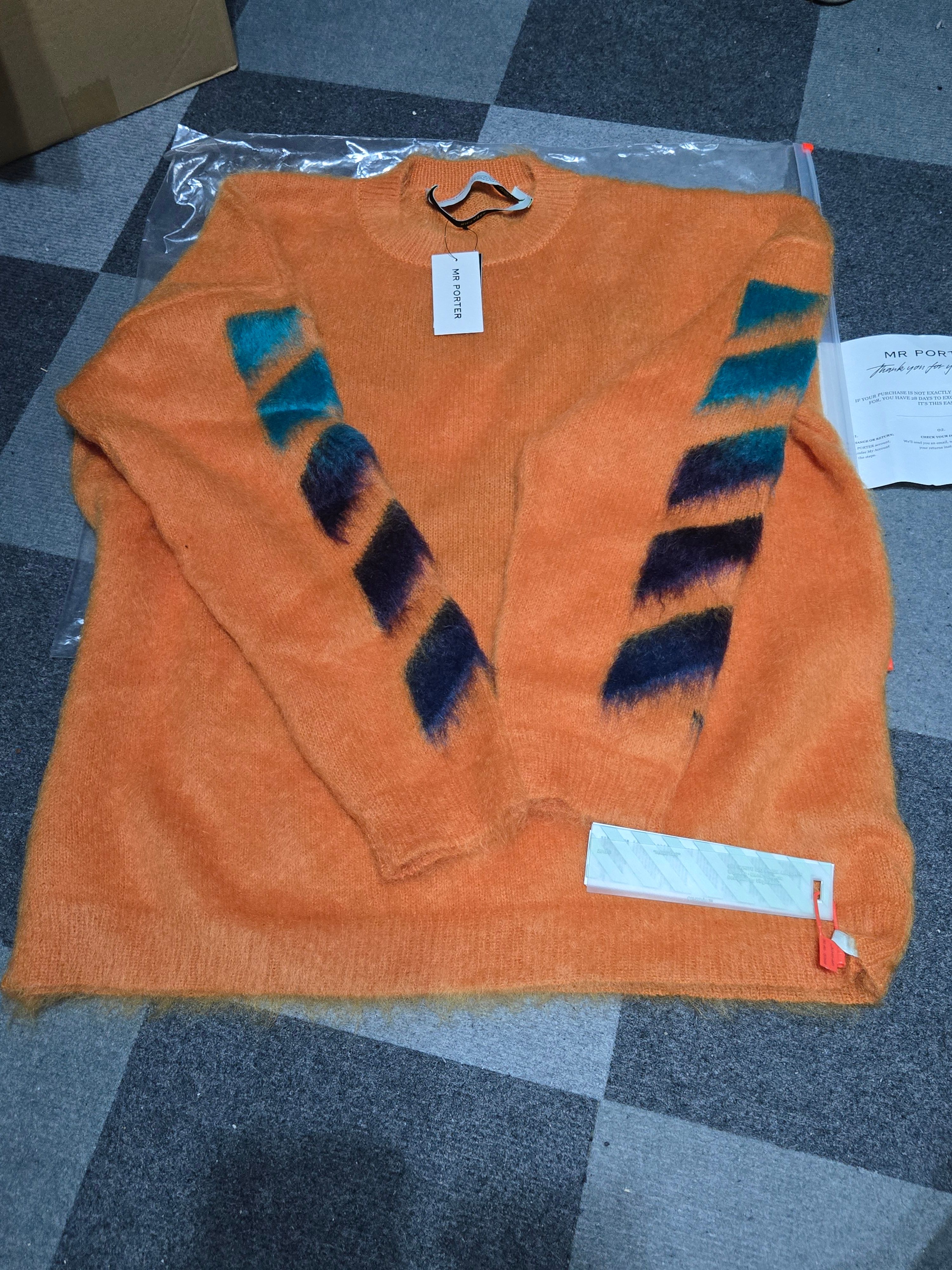 Off white Orange Mohair Knit