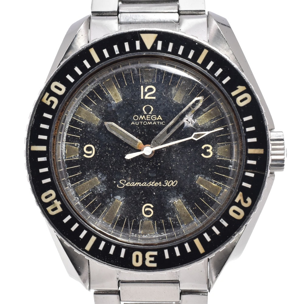 オメガ OMEGA 166.024 ヴィンテージ シーマスター 300 Cal.552 キャタピラブレス ブラック 自動巻き メンズ 腕時計 Z#151182